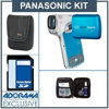Panasonic HX-WA10 16MP HD Waterproof Dual Camcorder Kit - Blue - with 8GB SD Memory Card, Camera Case, Professional Lens Cleaning Kit