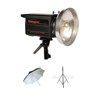 Photogenic Powerlight 625DR, 250WS Monolight with Digital Display - Bundle - with Flashpoint 33" White Interior Umbrella, &amp; Flashpoint Pro 9.5' Air Cushioned Black Lightstand