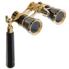 Pro-Optic 3 x 25 Opera Glass Binocular with Built-In Extendable Handle, BLack with Gold Trim
