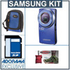Samsung HMX-U20LN Ultra Portable HD Camcorder Kit - Blue - with 8GB SD Memory Card, Camcorder Case, Micro-Fiber Cleaning Cloth