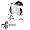 Smith Victor 2500 Watt Pro Softbox Three Light Kit with 10' Stands, 2 1000W &amp; 1 500W Quartz Lamps.