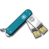 Victorinox Swiss Army Slim Flight Alox Duo 2x64GB USB 2.0 Flash Drive, Blue