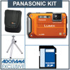 Panasonic Lumix DMC-TS3 Digital Camera Kit - Orange - with 4GB SD Memory Card, Camera Case, Table Top Tripod