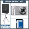 Panasonic Lumix DMC-ZS10 Digital Camera Kit - Silver - with 4GB SD Memory Card, Camera Case, Table Top Tripod