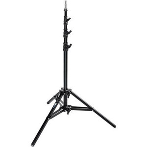  Avenger High 8.2' Alu-Baby 25 Stand with One Lazy Leg / 5/8" Mounting Stud, 2 Riser, 3 Sections, Black Aluminum 