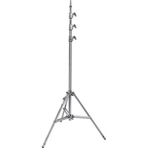  Avenger High 14.7' Steel-Baby 45 Stand with One Lazy Leg / 5/8" Mounting Stud, 3 Riser, 4 Sections, Silver Chrome 