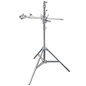  Avenger 16.40' Steel Boom Stand 50 with 4 Sections, 3 Risers / 1 Leveling Leg, Chrome Steel 