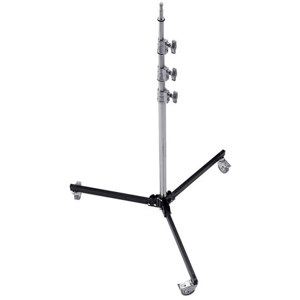  Avenger High Baby 10.8' Studio Roller Lightstand with 5/8" Mounting Stud, Four Riser, Chrome Steel Base / Column, Aluminum Risers. 