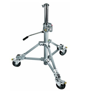  Avenger Short Base 5.4' Super Crank-up Lightstand with Hard Wheels, 2 Section, Chrome Aluminum Base / First Riser, Steel Extension. 