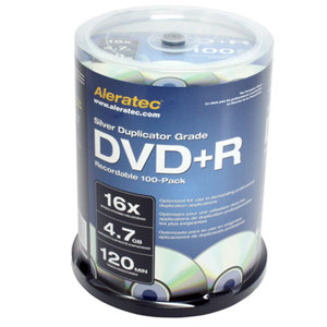 Aleratec Silver Duplicator Grade 16x DVD+R Recordable 100-Pack 300118