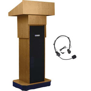 AmpliVox SW505A Wireless Executive Adjustable Height Sound Column Lectern SW505A-OK-HS