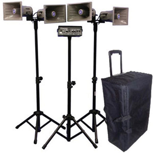 AmpliVox SW660 Wireless Quad Horn Half Mile Hailer Loudspeaker PA System Kit SW660