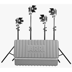  Arri Tungsten Fresnel 150W Four-Light Kit, 220V Bulbs, 4-Light Case with Wheels 