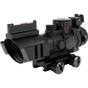  AIM Sports 4x32 Recon Series Riflescope with Red Optic Sight, Matte Black Finish with Tri-Illuminated Rapid Ranging Reticle, Integrated Picatinny Moun 
