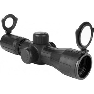  AIM Sports 4x30 Recon Rubber Armored Riflescope, Matte Black with Dual Illuminated P4 Sniper Reticle, 30mm Tube Diameter, Multi-coated, 