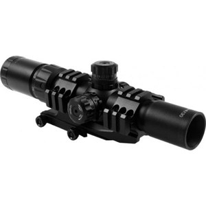  AIM Sports 1.5-4x30 Recon CQB Riflescope with Locking Turrets, Matte Black with Tri Illuminated 3/4 Circle Reticle, 30mm Tube Diameter, 