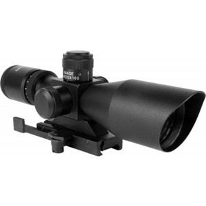  AIM Sports 2.5-10x40 Titan Riflescope, Matte Black with Dual Illuminated Rangefinder Reticle, 1" Tube Diameter, Integrated Quick Release Mount 