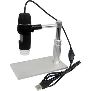  iOptron Handheld Digital Microscope with 2MP Camera and Table Stand, 10x to 200x Manual Zoom / Manual Focus, USB 2.0, 8 LED Ring Illuminator 