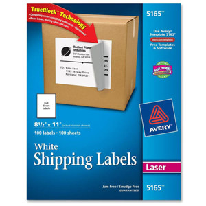 Avery White Full-Sheet Shipping Labels f/Laser Printers 8.5 x 11