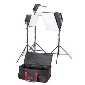  Alzo Digital 600-EX Fluorescent Video Portrait Studio 3 Light Location Kit with Storage Travel Case 