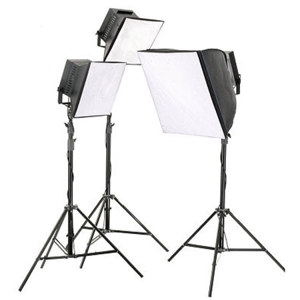  Alzo Digital 600 Cool Lite 3 Studio Light Kit with Fluorescent Bulbs, Diffusers & Stands 