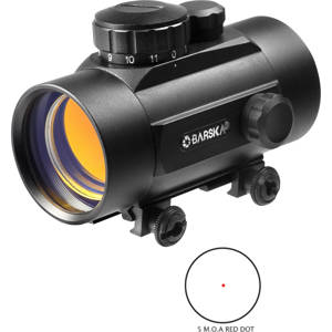  Barska 1 x 42mm Red Dot Rifle, Shotgun & Handgun Scope, Matte Black Finish with 5 MOA Illuminated Reticle 