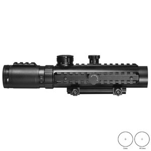  Barska 1 - 3 x 30mm IR Electro Sight Series Riflescope, Matte Black Finish with Illuminated Red Cross Reticle & Multi Picatinny Tactical Mounts 