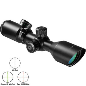  Barska 3-9x42 IR 2nd Gen Sniper Riflescope with Scope Mounting Rings, 1" Tube, 42mm Objective, Illuminated Red & Green Mil-Dot Reticles 