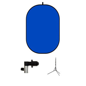 Flashpoint 40x60" Chromakey Disc Background, One Side Chroma Blue, One Side Chroma Green, with  5.9' Stand Nano, Black & Reflector Clip 