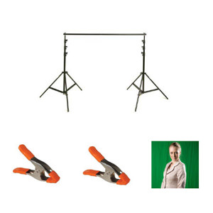  Belle Drape 10x12 Background Chroma Green Color with Background support system and 2 clamps 
