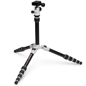  MeFOTO BackPacker Travel 5-Section Aluminum Tripod Kit with Q Series Ballhead & PU50 QR Plate, 8.8lbs Capacity, 51.2" Maximum Height, White 