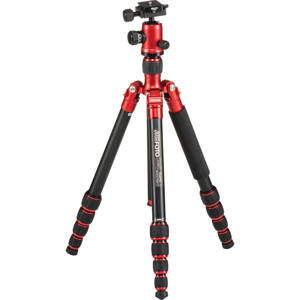  MeFOTO RoadTrip Travel Tripod Kit with Ballhead, 8.8 lbs Load Capacity, 4.26' (1.3m) Maximum Height, Red 