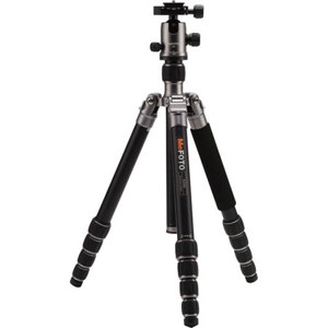  MeFOTO GlobeTrotter Aluminum Travel Tripod Kit, 5 Sections, 26.45 lbs Load Capacity, 64.17" Max Height, Titanium 