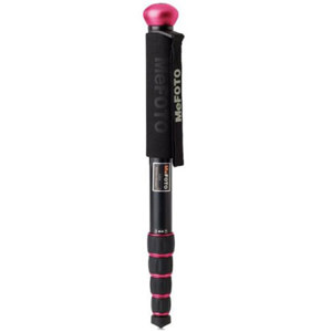  MeFOTO WalkAbout 5-Section Aluminum Monopod, 30.9lbs Capacity, 60.4" Maximum Height, Hot Pink 