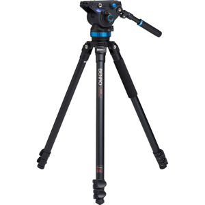  Benro A373F Series 3 Aluminum Video Tripod with S8 Pan Tilt Head, 75mm Flat Base, 3 Leg Sections, Flip Lock Leg Release, 17.6 Lbs Capacity, 64" Max Height 