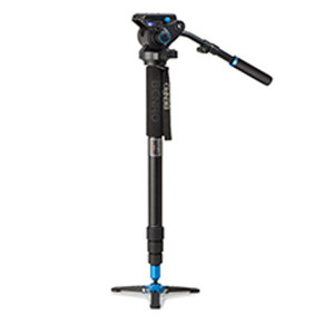  Benro S-Series A48TBS6 Twist Lock Aluminum Video Monopod Kit with S6 Head, 3-Leg Folding Base, Flip Lock Leg Release 