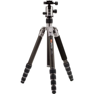  MeFOTO GlobeTrotter Carbon Fiber Tripod Kit, 5 Sections, 64.17" Max Height, 26.45 lbs Load Capacity, Titanium 