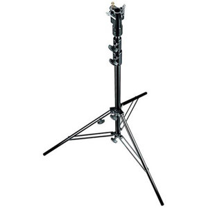  Manfrotto 10.3' Aluminum Cine Lightstand, 3 Section, with Leveling Leg, Black Anodized 