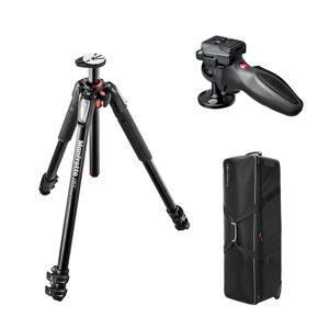  Manfrotto 055XPRO3 Black Tripod Kit, with 324RC2 Lightweight Adapto Technopolymer Body Joystick Head & Adorama Tripod Case 