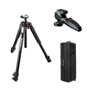  Manfrotto 055XPRO3 Black Tripod Kit, with  327RC2 Lightweight Magnesium Body Joystick Head, & Adorama Tripod Case 