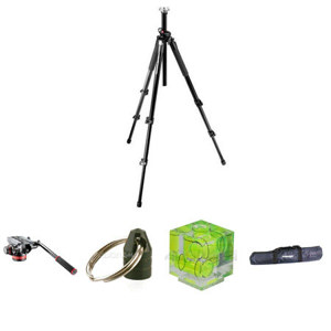  Manfrotto 055XPRO3 Black Tripod Kit, with Mafrotto MVH502AH Pro Video Head with Quick-Release and Flat Base, Flashpoint Tripod Case, Double Bubble Level, Tripod Hanger 