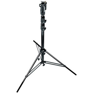  Manfrotto 10.9'  Plated Steel Heavy Duty Air Cushioned Light Stand with Leveling Leg, Black 