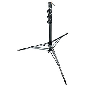  Manfrotto 15'9" Black Super Stand with 4-Sections, 3 Risers, & a Levelling Leg, Supports up to 77 lb. 