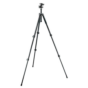  Manfrotto 293 Aluminum 3 Section Tripod with Quick Release Ball Head, Max Height 62", Supports 8 lbs., Gray 