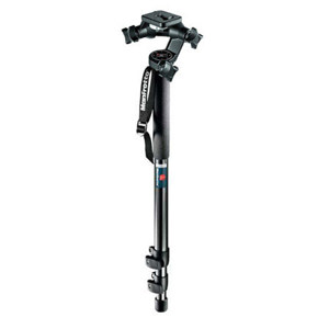  Manfrotto 681B Professional Monopod Black Anodized with 056 3D (#3025) Junior Head 