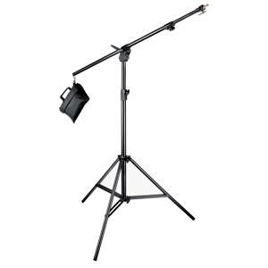  Manfrotto Boom Stand 420 (Black Anodized), 3-Section Stand Convertible to Double Extension Boom and Stand, w/Sand Bag (#3397B) 