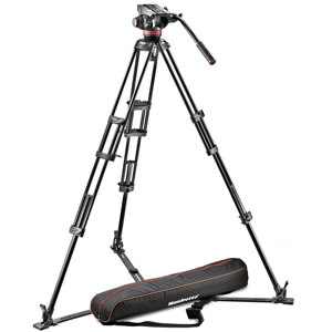  Manfrotto MVH502A 75mm Ball Fluid Video Head with 546GB Aluminum Tripod, Includes Ground Spreader & Bag, 62.4" Max. Height, 8.82lbs Counterbalance Support 