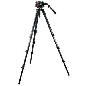 Manfrotto 504HD VD Fluid Video Head with 536 Carbon Fiber Tripod Legs, MBAG100PN Tripod Bag, Maximum Height 85", Supports 19 lbs. 