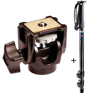  Manfrotto 679B Three Section Black Monopod with 234RC Swivel Tilt Head. 