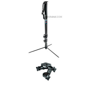  Manfrotto 682B Self-Standing Pro Monopod, Black Anodized with 056 3D Junior Head 